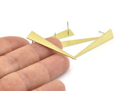 Brass Triangle Earring, 8 Raw Brass Triangle Stud Earrings (40x8x0.80mm) M144 A1558