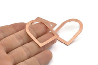 D Shape Earring, 8 Raw Copper D Shaped Stud Earrings (35x28x0.80mm) M026 A1543