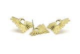 Brass Sun Earring, 2 Raw Brass Sun Stud Earrings (33x21mm) N0948 A1487