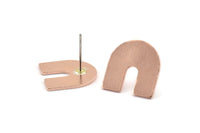 U Shape Earring, 8 Raw Copper U Shape Stud Earrings (15x0.80mm) M017 A1494