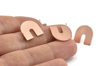 U Shape Earring, 8 Raw Copper U Shape Stud Earrings (15x0.80mm) M017 A1494