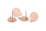 Copper Round Earring, 10 Raw Copper Round Stud Earrings With 1 Loop (15x12x0.80mm) M004 A1495