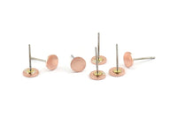 Copper Round Earring, 12 Raw Copper Round Stud Earrings (6x0.80mm) M001 A1496