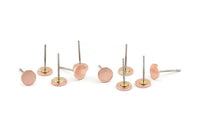 Copper Round Earring, 12 Raw Copper Round Stud Earrings (6x0.80mm) M001 A1496