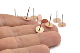 Copper Round Earring, 12 Raw Copper Round Stud Earrings (8x0.80mm) M002 A1497