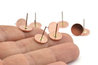 Copper Round Earring, 12 Raw Copper Round Stud Earrings (10x0.80mm) M003 A1498