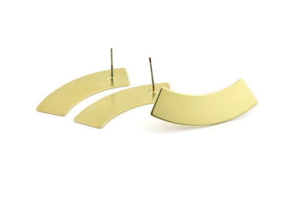 Brass Rectangle Earring, 6 Raw Brass Rectangle Stud Earrings (28x10x0.80mm) M075 A1540