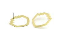 Brass Mushroom Earring, 6 Raw Brass Mushroom Stud Earrings (33x33x0.80mm) M134 A1555