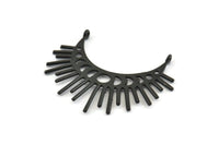 Moon Phases Pendant, 2 Oxidized Black Brass Crescent Pendants With 2 Loops, Earring Findings (48x23x1mm) N1017 S684