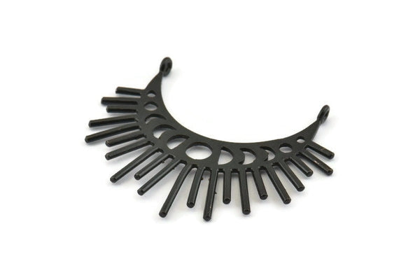 Moon Phases Pendant, 2 Oxidized Black Brass Crescent Pendants With 2 Loops, Earring Findings (48x23x1mm) N1017 S684
