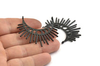 Moon Phases Pendant, 2 Oxidized Black Brass Crescent Pendants With 2 Loops, Earring Findings (48x23x1mm) N1017 S684