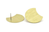 Brass Moon Earring, 4 Textured Raw Brass Moon Stud Earrings (28x21x0.80mm) M062 A1507