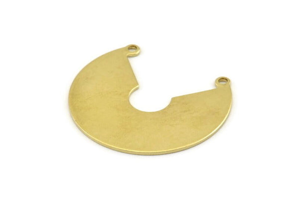 Circle Charm, 8 Raw Brass -  Brass Charm - Charm Pendant - Brass Circle Charms With 2 Loops, Blanks (31x27x0.80mm) A1521