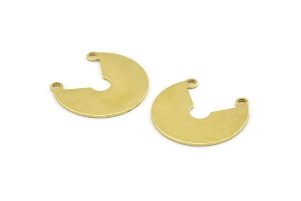 Circle Charm, 12 Raw Brass -  Brass Charm - Charm Pendant - Brass Circle Charms With 2 Loops, Blanks (23x21x0.80mm) A1520
