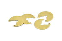 Dairesel Charm, 12 Ham Pirinç - Pirinç Charm - Charm Kolye - 2 Döngülü Pirinç Daire Charmlar, Boşluklar (23x21x0,80 mm) A1520