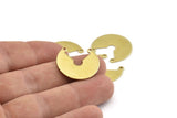 Dairesel Charm, 12 Ham Pirinç - Pirinç Charm - Charm Kolye - 2 Döngülü Pirinç Daire Charmlar, Boşluklar (23x21x0,80 mm) A1520