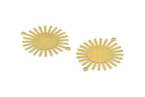 Brass Sun Charm, 12 Raw Brass Sunshine Pendants With 2 Loops, Connectors, Findings (36x30x0.50mm) A1518