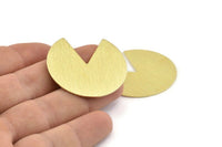 Brass Circle Earring, 2 Textured Raw Brass Pizza Slice Stud Earrings (37x34x0.80mm) M206 A1572