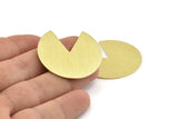 Brass Circle Earring, 2 Textured Raw Brass Pizza Slice Stud Earrings (37x34x0.80mm) M206 A1572