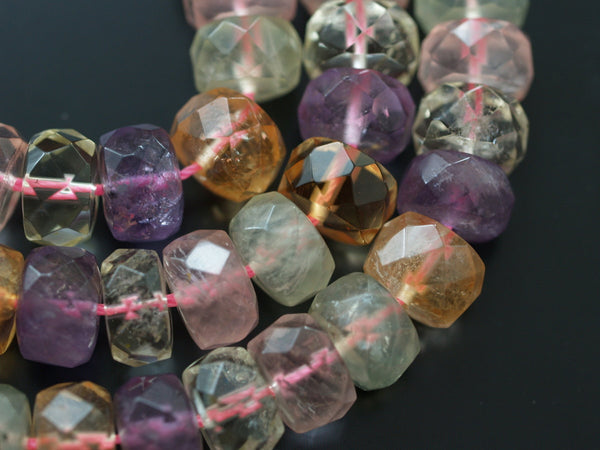 Multi Stone 11x7 Mm Rondelle Faceted Gemstone Beads Full Strand T023
