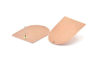 D Shape Earring, 2 Raw Copper D Shaped Stud Earrings With 1 Hole (35x28x0.80mm) M022 A1526