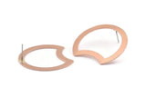 Copper Moon Earring, 4 Raw Copper Moon Stud Earrings (35x28x0.80mm) M027 A1525