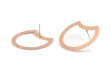Copper Moon Earring, 4 Raw Copper Moon Stud Earrings With 1 Hole (35x28x0.80mm) M028 A1524