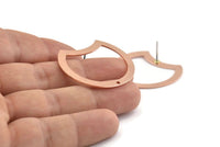 Copper Moon Earring, 4 Raw Copper Moon Stud Earrings With 1 Hole (35x28x0.80mm) M028 A1524