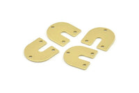Brass U Shape Charm, 24 Raw Brass U Shaped Charms With 3 Holes, Blank (15x0.80mm) M330