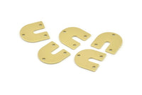 Brass U Shape Charm, 24 Raw Brass U Shaped Charms With 3 Holes, Blank (15x0.80mm) M330
