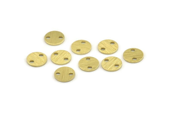 Brass Round Tag, 50 Textured Raw Brass Round Tags With 2 Holes, Connectors, Stamping Tags (8x0.80mm) M343
