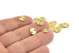 Brass Round Tag, 50 Textured Raw Brass Round Tags With 2 Holes, Connectors, Stamping Tags (8x0.80mm) M343
