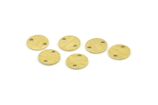 Brass Round Tag, 24 Textured Raw Brass Round Tags With 2 Holes, Stamping Tags (10x0.80mm) M336
