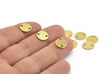 Brass Round Tag, 24 Textured Raw Brass Round Tags With 2 Holes, Stamping Tags (10x0.80mm) M336
