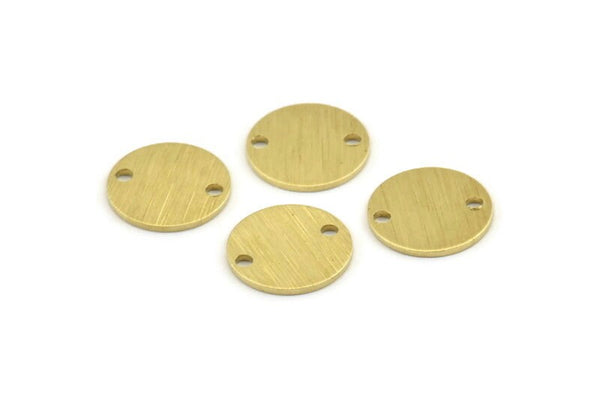 Brass Round Tag, 24 Textured Raw Brass Round Tags With 2 Holes, Stamping Tags (12x0.80mm) M338