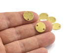 Brass Round Tag, 24 Textured Raw Brass Round Tags With 2 Holes, Stamping Tags (12x0.80mm) M338