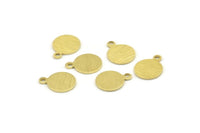 Brass Circle Charm, 24 Textured Raw Brass Round Tags With 1 Loop, Findings (13x10x0.80mm) M340