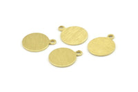 Brass Circle Charm, 24 Textured Raw Brass Round Tags With 1 Loop, Findings (15x12x0.80mm) M341