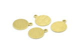 Brass Circle Charm, 24 Textured Raw Brass Round Tags With 1 Loop, Findings (15x12x0.80mm) M341