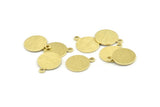 Brass Circle Charm, 24 Textured Raw Brass Round Tags With 1 Loop, Findings (15x12x0.80mm) M341