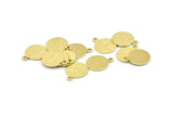 Brass Circle Charm, 24 Textured Raw Brass Round Tags With 1 Loop, Findings (15x12x0.80mm) M341
