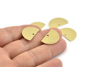 Semi Circle Charm, 12 Raw Brass Half Moon Charms With 1 Hole, Blanks, Stamping Blanks (22x14x0.80mm) M402