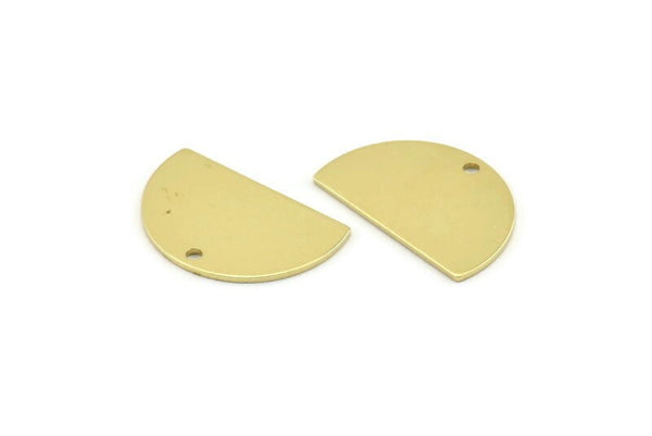 Semi Circle Charm, 12 Raw Brass Half Moon Charms With 1 Hole, Blanks, Stamping Blanks (22x14x0.80mm) M403