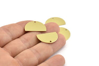 Semi Circle Charm, 12 Raw Brass Half Moon Charms With 1 Hole, Blanks, Stamping Blanks (22x14x0.80mm) M403
