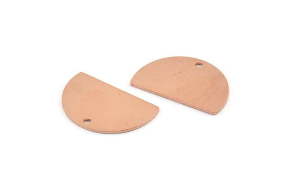 Yarım Daire Charm, 1 Delikli 12 Ham Bakır Yarım Ay Charm, Boşluklar, Damgalama Boşlukları (22x14x0,80 mm) M407