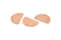 Semi Circle Charm, 12 Raw Copper Half Moon Charms With 1 Hole, Blanks, Stamping Blanks (22x14x0.80mm) M407