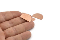 Semi Circle Charm, 12 Raw Copper Half Moon Charms With 1 Hole, Blanks, Stamping Blanks (22x14x0.80mm) M407