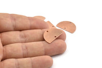 Semi Circle Charm, 12 Raw Copper Half Moon Charms With 2 Holes, Blanks, Stamping Blanks (22x14x0.80mm) M406