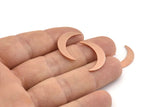 Copper Moon Blank, 24 Raw Copper Crescent Moon Blanks, Stamping Blanks (22x5x0.80mm) M410