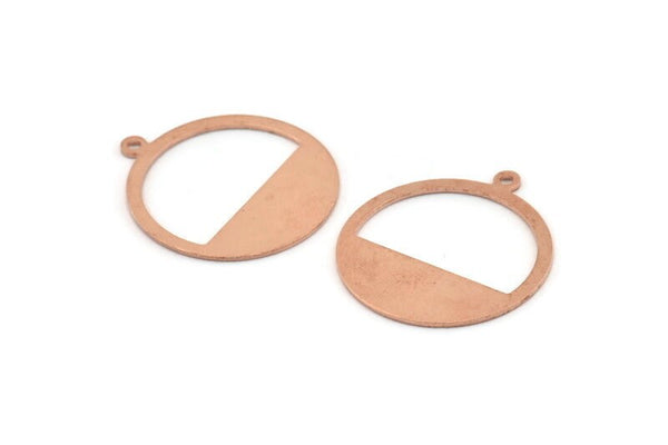Copper Round Charm, 12 Raw Copper Round Charms With 1 Loop, Blanks, Stamping Blanks (25x0.80mm) M418